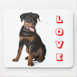 Liefde Rottweiler Puppy Hond Hijgend Muismatje Muismat