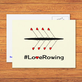 Liefde Rowing slogan en boot Briefkaart