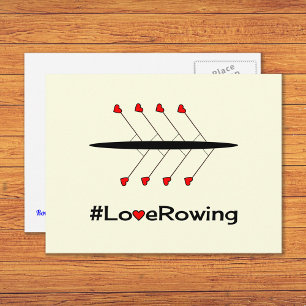 Liefde Rowing slogan en boot Briefkaart