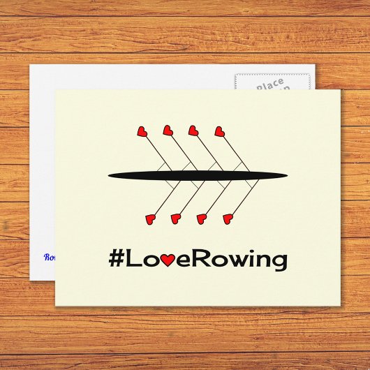 Liefde Rowing slogan en boot Briefkaart