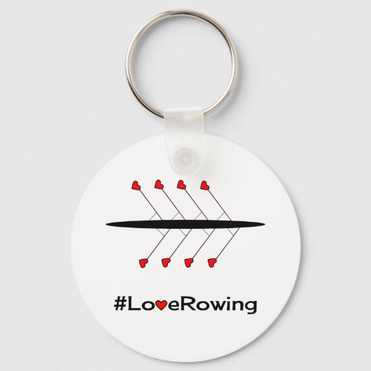 Liefde Rowing slogan en boot Sleutelhanger (Voorkant)