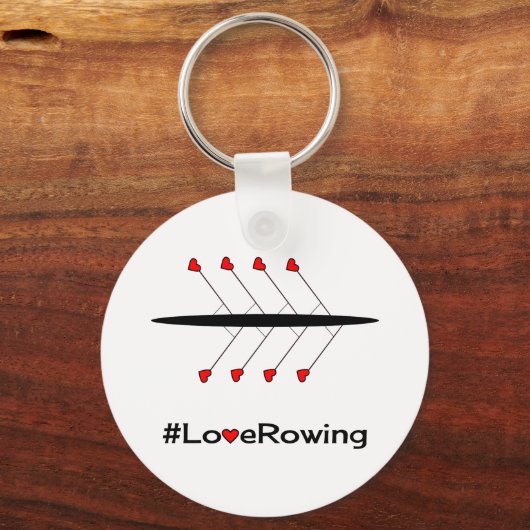 Liefde Rowing slogan en boot Sleutelhanger (Voorkant)