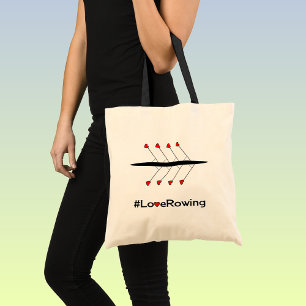 Liefde Rowing slogan en boot Tote Bag