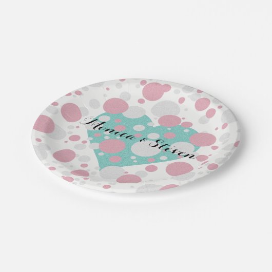 Liefde Roze Blauw Vrijgezellenfeest Baby Papieren Bordje (Gekanteld)