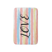 Liefde roze blauwe gele strepen badmat (Voorkant Verticaal)