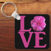 Liefde Roze Bloem Klassieker Sleutelhanger (Voorkant)