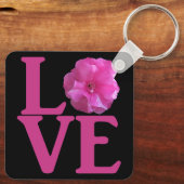 Liefde Roze Bloem Klassieker Sleutelhanger (Achterkant)