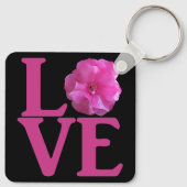 Liefde Roze Bloem Klassieker Sleutelhanger (Achterkant)