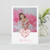 Liefde Roze Coquette Hart Foto Valentijnsdag Kaart (Staand voorkant)