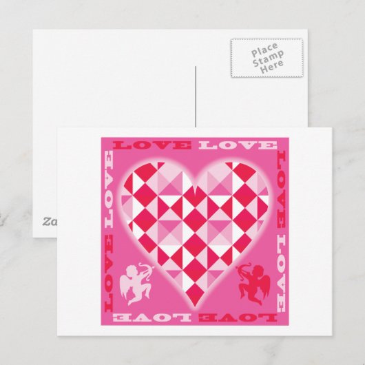 Liefde (roze diamant) briefkaart (Voorkant / Achterkant)