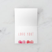 Liefde roze en rode waterverf harten patroon  bedankkaart (Binnen)