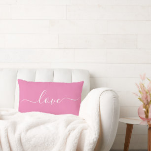 LIEFDE   Roze en Witte Omkeerbare Lage Rugkussen Kussen