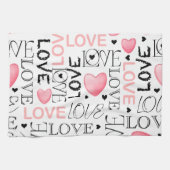 Liefde roze en zwart met harten theedoek (Horizontaal)