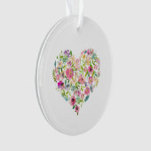 Liefde Roze Floral Heart Sweet Valentijn Ornament (voorkant)