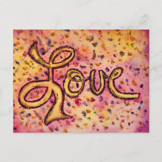 Liefde Roze Glamoureus Glitter Briefkaart (Voorkant)