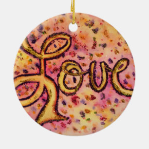 Liefde Roze Glamoureuze Glitter Woordornamenten Keramisch Ornament
