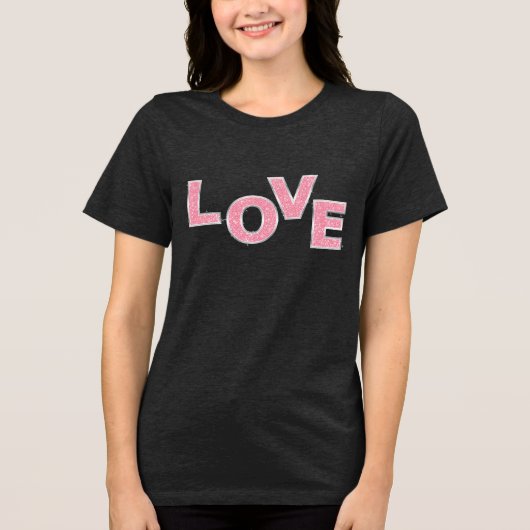 Liefde Roze Glitters Tri-Blend Shirt (Voorkant)