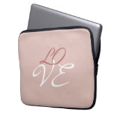 Liefde Roze Gouden Kleur Calligrafie Schrift Laptop Sleeve (Voorkant Links)