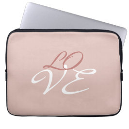Liefde Roze Gouden Kleur Calligrafie Schrift Laptop Sleeve