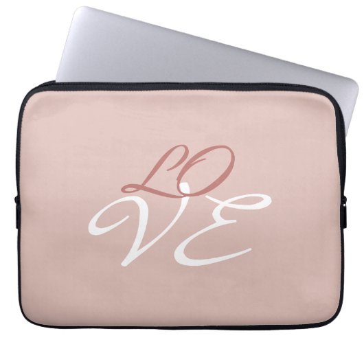 Liefde Roze Gouden Kleur Calligrafie Schrift Laptop Sleeve (Voorkant)