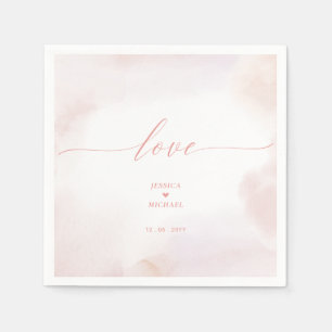 Liefde   Roze Hart & Aquarel Trouwservet Servet