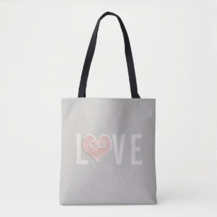 LIEFDE & Roze Hart   Canvas tas