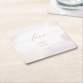 Liefde | Roze hart en Waterverf bruiloft Kartonnen Onderzetters (Schuin)