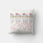 LIEFDE Roze Hart Frosted Cupcake Bakkerij Cake Voe Kussen (Voorkant)