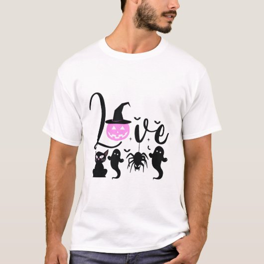 Liefde Roze Jack-O' Lantern geesten spinnen Hallow T-shirt (Voorkant)