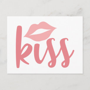 Liefde Roze Lippenstift Kus Liefde Trouwen Verloof Briefkaart