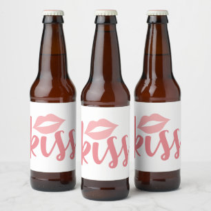 Liefde Roze Lippenstift Kus Trouw Bruiloft Bier Etiket