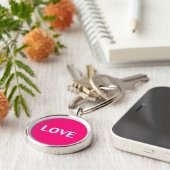 Liefde - roze, magenta, witte sleutelhanger (Zijkant)