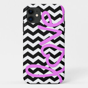 Liefde Roze op Zwarte en Witte Chevron Case-Mate iPhone Case