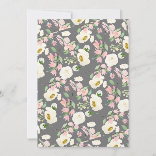 Liefde Roze pinda's Floral Baby Tea Shower Kaart (Achterkant)