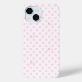 Liefde Roze Polka Dots Patronen iPhone 15 Case