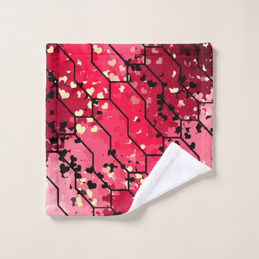Liefde Roze & Red Pattern Bad Handdoek (Wasdoekje)