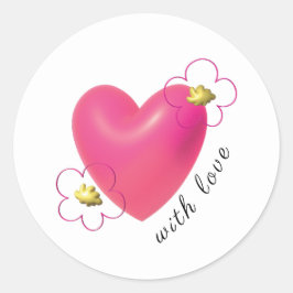Liefde Roze Rode Harten 3d Minimalistisch Mooie Bl Ronde Sticker