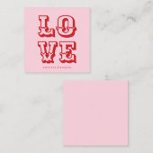 Liefde roze rood modern leuk typografie op maat informatiekaartje (Voorkant / Achterkant)