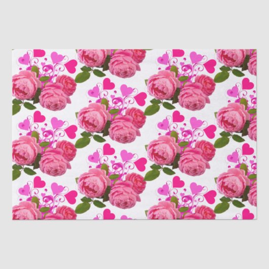Liefde Roze Roos Bloemmotief Tissuepapier (Voorkant)