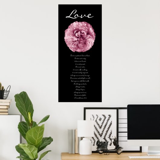 Liefde - Roze Rose Poster (Thuiskantoor)
