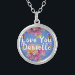 Liefde Roze Roze Roze op Blue Romantic gift Kettin Zilver Vergulden Ketting<br><div class="desc">Liefde Roze Roze op Blue Romantic gift Ketting. Ontworpen van mijn oorspronkelijke schilderij in de waterverf.</div>