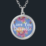 Liefde Roze Roze Roze op Blue Romantic gift Kettin Zilver Vergulden Ketting<br><div class="desc">Liefde Roze Roze op Blue Romantic gift Ketting. Ontworpen van mijn oorspronkelijke schilderij in de waterverf.</div>