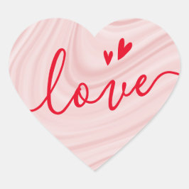 Liefde - roze satijnen wervelingen Valentijnsdag Hart Sticker