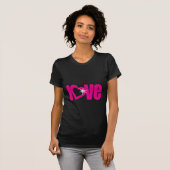 "liefde" roze tekst zwart t-shirt (Voorkant volledig)
