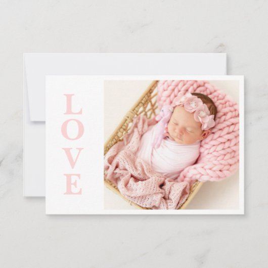 Liefde Roze Typografie Foto geboorteaankondiging (Voorkant)