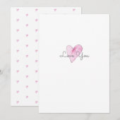Liefde roze Waterverf Notitiekaartje (Voorkant / Achterkant)