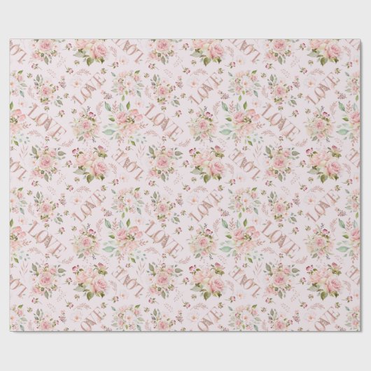 Liefde Roze Waterverf Rozen Wrapping Pa Cadeaupapier (Vlak)