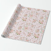 Liefde Roze Waterverf Rozen Wrapping Pa Cadeaupapier (Uitgerold)
