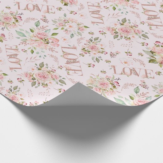 Liefde Roze Waterverf Rozen Wrapping Pa Cadeaupapier (Hoek)