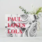 LIEFDE rozen roze bloemenbos boeket, achtergrond Feestdagenkaart (Staand voorkant)